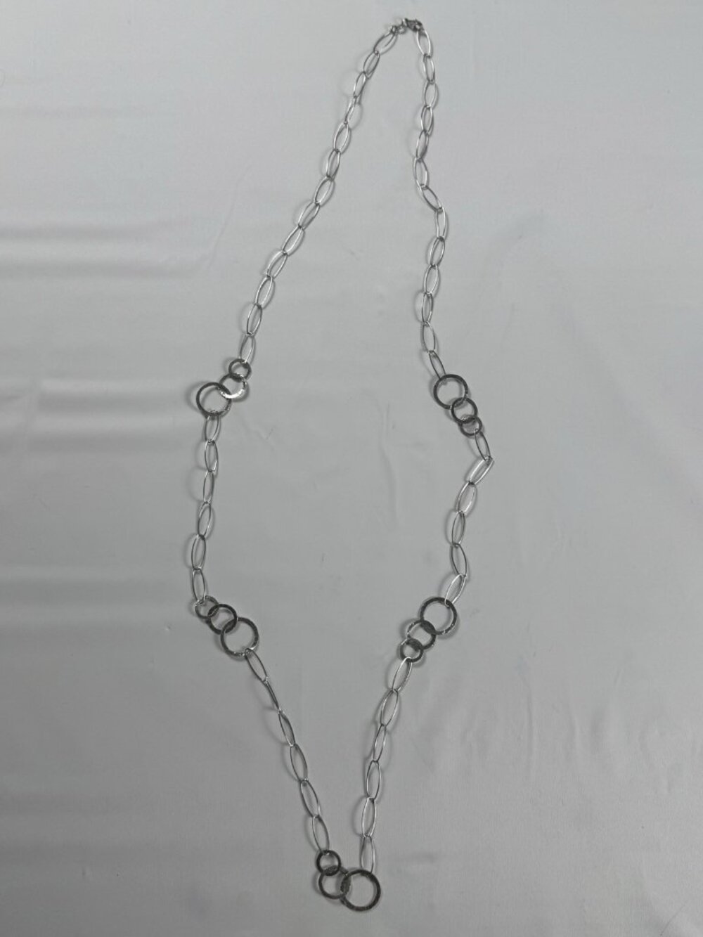 Vintage Vlori Italy 925 Sterling Silver Station Necklace Interlocking O-Ring 37"